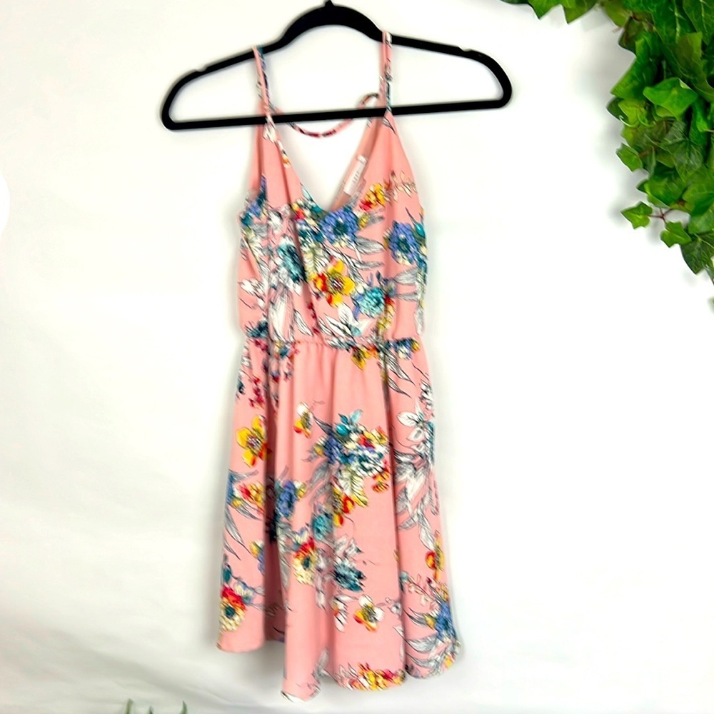 Lush Pink Asian inspired Floral Mini Dress